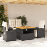 vidaXL Set da Pranzo da Giardino 4 pz con Cuscini Nero in Polyrattan