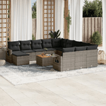 vidaXL Set Divani da Giardino 13 pz con Cuscini Grigio in Polyrattan