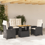 vidaXL Set da Pranzo da Giardino 4 pz con Cuscini Nero in Polyrattan