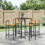 vidaXL Set Bar Giardino 5 pz Nero Polyrattan e Legno Massello Acacia