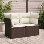 vidaXL Divano da Giardino a 2 Posti con Cuscini in Polyrattan Marrone