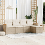 vidaXL Set Divano da Giardino 5 pz con Cuscini Beige in Polyrattan