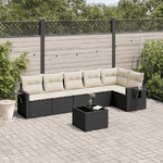 vidaXL Set Divani da Giardino con Cuscini 7pz Nero Polyrattan