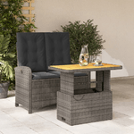 vidaXL Set da Pranzo da Giardino 2 pz con Cuscini in Polyrattan Grigio