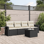 vidaXL Set Divani da Giardino 5 pz con Cuscini in Polyrattan Nero