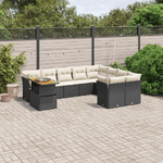 vidaXL Set Divani da Giardino 10pz con Cuscini in Polyrattan Nero