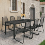 vidaXL Set da Pranzo da Giardino 7 pz in Rattan PVC Nero