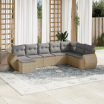 vidaXL Set Divano da Giardino 8 pz con Cuscini Beige in Polyrattan