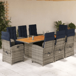 vidaXL Set da Pranzo da Giardino 9 pz con Cuscini Beige in Polyrattan