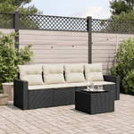 vidaXL Set Divani da Giardino 5 pz con Cuscini in Polyrattan Nero