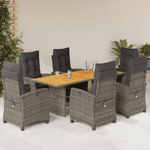 vidaXL Set da Pranzo da Giardino 7 pz con Cuscini in Polyrattan Grigio