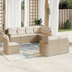 vidaXL Set Divano da Giardino 8 pz con Cuscini Beige in Polyrattan