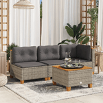 vidaXL Divano Giardino Senza Braccioli con Cuscini Grigio Polyrattan