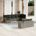 vidaXL Set Divano da Giardino 9 pz con Cuscini Grigio in Polyrattan