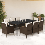 vidaXL Set da Pranzo da Giardino 9pz con Cuscini Marrone in Polyrattan