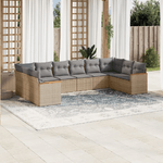 vidaXL Set Divano da Giardino 10 pz con Cuscini Beige in Polyrattan