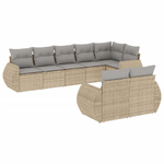 vidaXL Set Divano da Giardino 8 pz con Cuscini Beige in Polyrattan