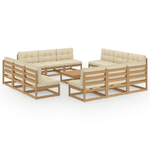 VidaXL Set Divani da Giardino 13 pz con Cuscini Legno Massello di Pino