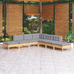 VidaXL Set Divani da Giardino 7 pz con Cuscini Grigi Massello di Pino