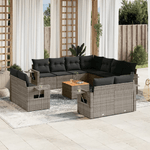 vidaXL Set Divani da Giardino 12 pz con Cuscini Grigio in Polyrattan