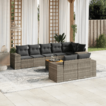 vidaXL Set Divano da Giardino 9 pz con Cuscini Grigio in Polyrattan