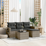 vidaXL Set Divani da Giardino 4 pz con Cuscini in Polyrattan Grigio