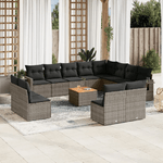 vidaXL Set Divani da Giardino 13 pz con Cuscini Grigio in Polyrattan