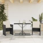 vidaXL Set da Bistrò 3 pz con Cuscini Nero in Polyrattan