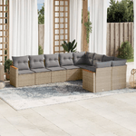 vidaXL Set Divano da Giardino 9 pz con Cuscini Beige in Polyrattan