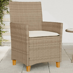 vidaXL Sedie Giardino con Cuscini 2 pz Beige Polyrattan Legno Massello