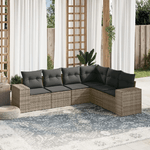 vidaXL Set Divano da Giardino 6 pz con Cuscini Grigio in Polyrattan