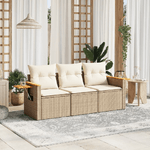 vidaXL Set Divano da Giardino 3 pz con Cuscini Beige in Polyrattan