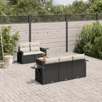 vidaXL Set Divano da Giardino 6 pz con Cuscini Nero in Polyrattan