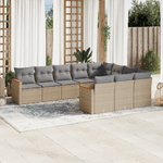 vidaXL Set Divano da Giardino 10 pz con Cuscini Beige in Polyrattan