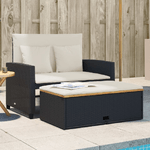 vidaXL Divano Giardino con Cuscini 2 Posti Nero Polyrattan e Acacia