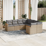 vidaXL Set Divano da Giardino 8 pz con Cuscini Beige in Polyrattan