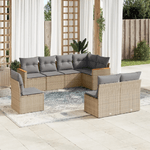 vidaXL Set Divano da Giardino 8 pz con Cuscini Beige in Polyrattan