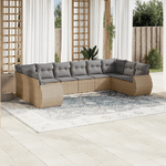 vidaXL Set Divano da Giardino 10 pz con Cuscini Beige in Polyrattan