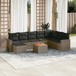 vidaXL Set Divano da Giardino 9 pz con Cuscini Grigio in Polyrattan