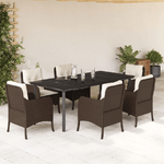 vidaXL Set da Pranzo da Giardino 7pz con Cuscini in Polyrattan Marrone