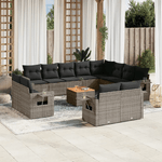 vidaXL Set Divani da Giardino 13 pz con Cuscini Grigio in Polyrattan