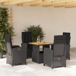 vidaXL Set da Pranzo da Giardino 5 pz Nero con Cuscini in Polyrattan