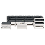 vidaXL Set Salotto Giardino 8pz con Cuscini Bianco Legno Massello Pino