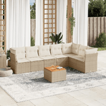 vidaXL Set Divano da Giardino 8 pz con Cuscini Beige in Polyrattan