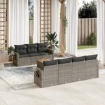 vidaXL Set Divano da Giardino 8 pz con Cuscini Grigio in Polyrattan