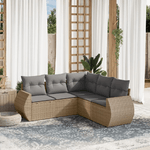 vidaXL Set Divano da Giardino 5 pz con Cuscini Beige in Polyrattan