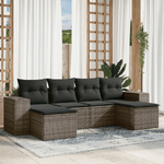 vidaXL Set Divano da Giardino 6 pz con Cuscini Grigio in Polyrattan