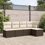 vidaXL Set Divano da Giardino 5 pz con Cuscini Marrone in Polyrattan