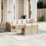 vidaXL Set Divano da Giardino 9 pz con Cuscini Beige in Polyrattan