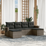 vidaXL Set Divano da Giardino 6 pz con Cuscini Grigio in Polyrattan